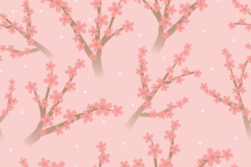 An elegant cherry blossom branch on a soft pastel background, symbolizing the beauty and serenity of spring, ideal for fabric, wallpaper or print.