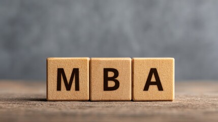 Exploring business management education wooden blocks with mba icon in professional environment