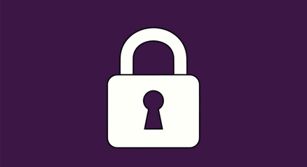A white padlock graphic on a dark purple background. Simple, minimalist design