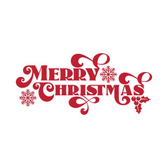 Merry Christmas lettering Text design png illustration vector 