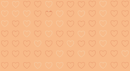 Repeating pattern of outlined hearts in varying shades of orange against a matching background