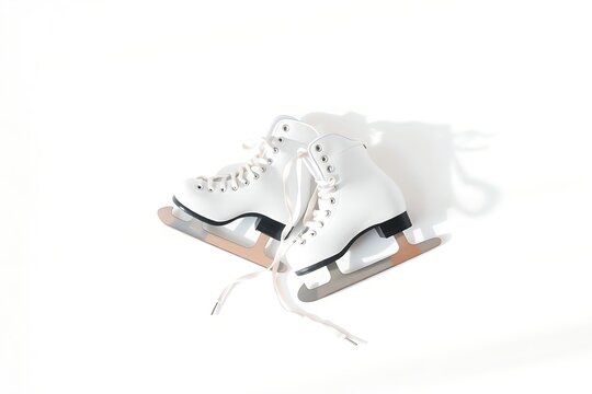 Generative AI depicting clean white figure skates on a white background.