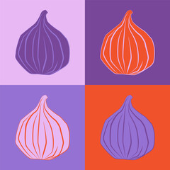 Minimal fig pop art illustration in modern flat style