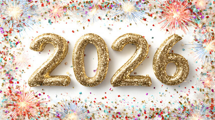 Elegant Happy New Year 2026 Numbers and Modern Typography 