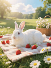 Dreamy Picnic Afternoon with Fluffy Bunny
