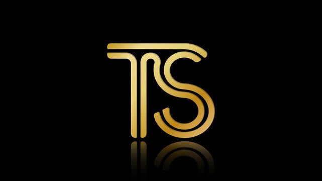 Stylized lowercase T and S with reflections, connected by a single line. Idea for a logo, emblem, or creative design