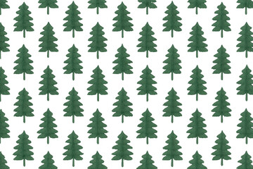 Seamless pine tree pattern, evergreen christmas tree forest repeating on transparent background