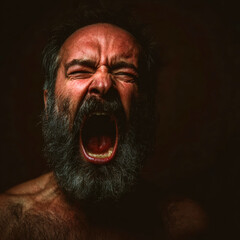 Angry Man Screaming in Rage – Raw Emotional Portrait of Protest and Resistance