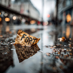 Protest Trash Left on Wet Street – Symbol of Resistance After Civil Unrest