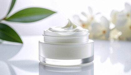 White Moisturizer Jar on Clean Bright Surface