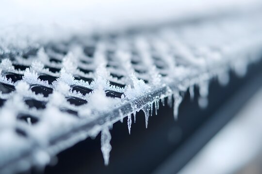 Frozen Gutter Guard in Winter