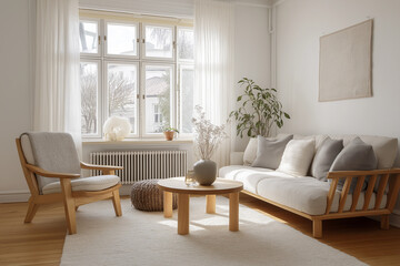 Cozy Scandinavian living room minimalist design soft