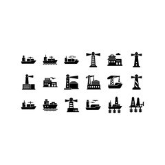 black and white icons set