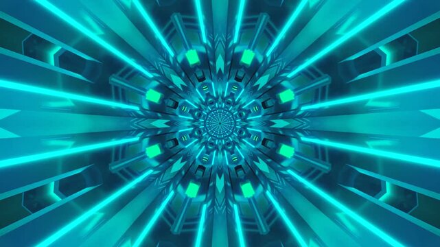 Colorful tunnel video loop showcasing dynamic blue neon lights and patterns creating a captivating visual experience for relaxation and entertainment