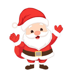 cute cartoon Santa Claus waving and smiling.