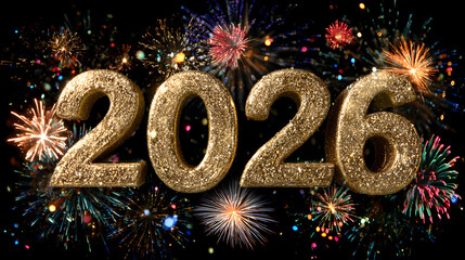Elegant Happy New Year 2026 Numbers and Modern Typography 