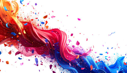 Clear blue ribbon confetti on white background