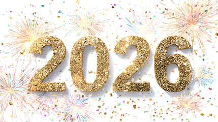 Elegant Happy New Year 2026 Numbers and Modern Typography 