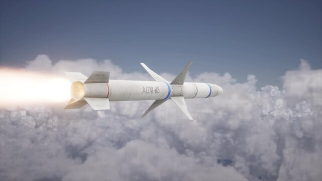 Missile AGM-88 In The Clouds
