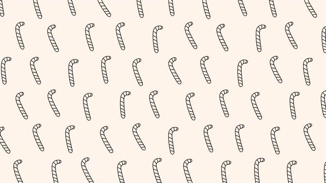 4K Seamless Candy Cane Pattern Loop Doodle Animation Christmas Background
