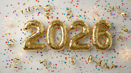 Elegant Happy New Year 2026 Numbers and Modern Typography 