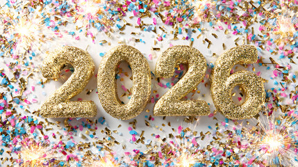 Elegant Happy New Year 2026 Numbers and Modern Typography 