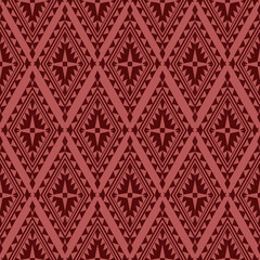 Abstract vector illustration showcases seamless geometric tribal pattern in warm brown tones.