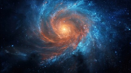 Obraz premium Vibrant Spiral Galaxy with Nebulae, Stars, and Cosmic Dust in Deep Space