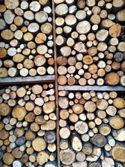 Winter Hearth Geometry: Stacked Firewood in Rhythmic Rows