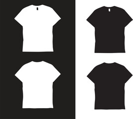 Blank black t-shirt template. Front and back vector