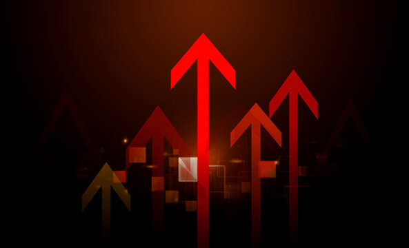 red up arrows chart with vibrant blue arrows pointing sharply upward, symbolizing strong market growth and bullish trends. Perfect for trading dashboards and financial reports