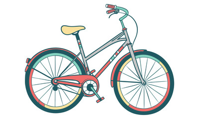 Colorful retro bicycle illustration on black background