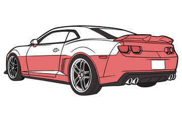 Stylized two tone sports car illustration