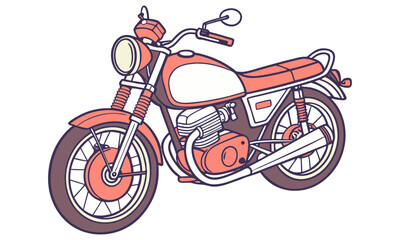 Retro motorcycle illustration with orange and white accents