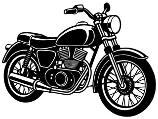 Classic black and white motorcycle illustration
