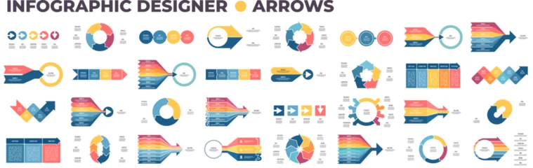 Fototapete Wohnzimmer Pie chart collection. Arrows charts for infographics, presentations, business visualization. Vector infographic templates.  © fireofheart