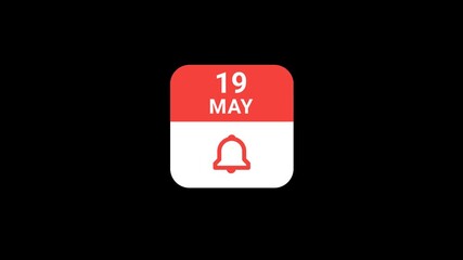 19 May Calendar with Notification Bell Animation | Event Reminder Concept