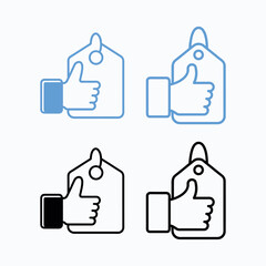 Vector set of price tags and sticker label icons for social media approval and business design