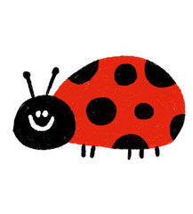 Obraz premium Cute Red Ladybug Doodle with Happy Face