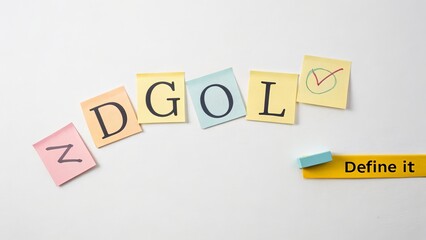 Obraz premium Sticky notes forming the word GOAL on a white background