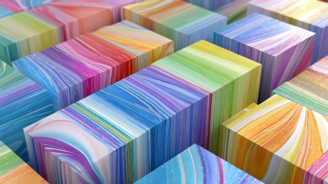 Vibrant 3D Abstract Texture of Blocks in Bright Bubblegum Colors