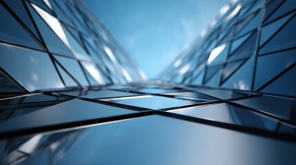 Plakat Modern glass skyscraper architecture abstract low angle view.