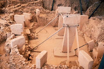 Neolithic Archaeological Site,  Ancient Ruins of Gobekli Tepe in Turkey © naszalyg