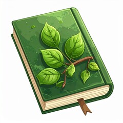 Green book with leaves design A symbol of nature, knowledge, and learning, perfect for educational content