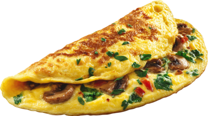 Omelet with parsley, cherry tomatoes, and copyspace
