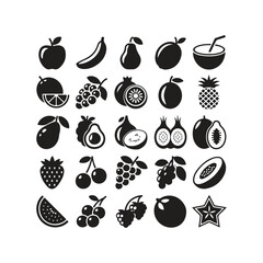 Set of fruits and berries vector illustration