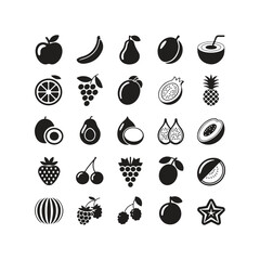 Colorful fruit and berry icon set vector illustration