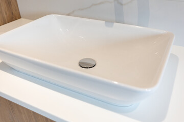 Modern white tiled simple minimal bathroom