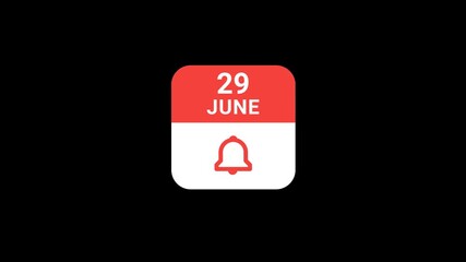 29 June Calendar with Notification Bell Animation | Event Reminder Concept