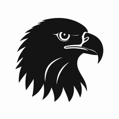 Obraz premium A stark black and white illustration of an eagle's head, showing detailed feathers and a sharp beak.
